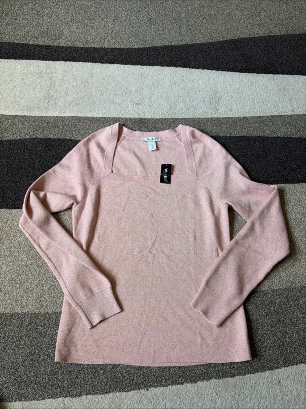 White House Black Market Pink Gold Shimmer, Long sleeve Sweater Sz L NWT